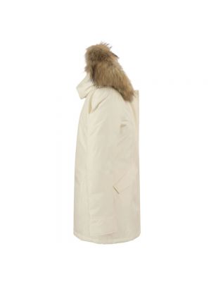Abrigo de invierno de cuero con capucha Woolrich beige