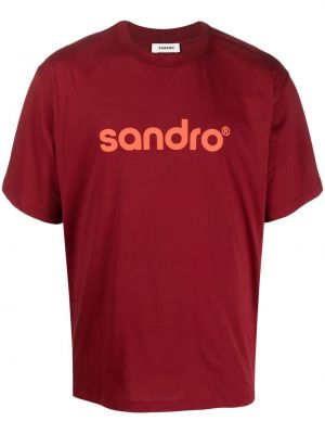 Памучна тениска с принт Sandro