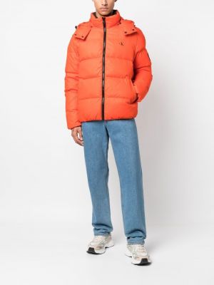 Džínová bunda s kapucí Calvin Klein Jeans oranžová