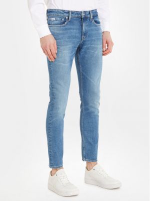 Дънки skinny fit slim Calvin Klein Jeans синьо