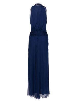 Jedwabna sukienka długa Alberta Ferretti niebieska