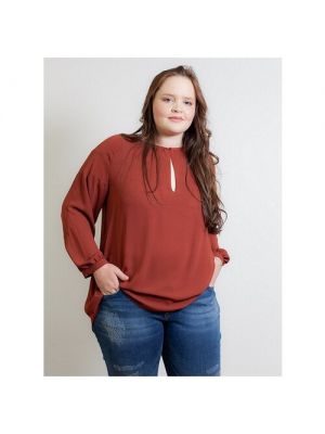 Однотонная блузка с длинным рукавом свободного кроя Fashion коричневая