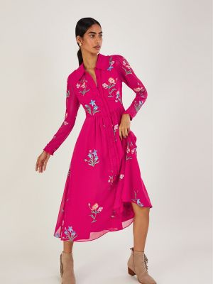 Платье-рубашка с вышивкой Monsoon розовое