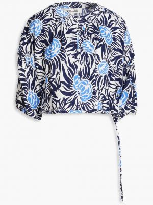 Укороченная блузка Dario из тканой ткани с цветочным принтом DIANE VON FURSTENBERG, нави
