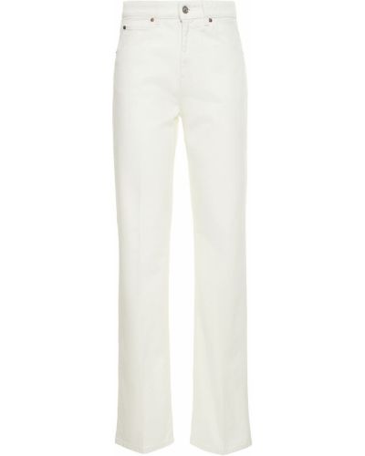 Bavlněné straight fit džíny Victoria Beckham bílé
