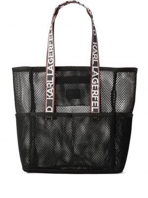 Nákupná taška so sieťovinou Karl Lagerfeld čierna