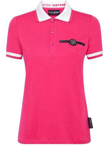 Sportinio stiliaus medvilninis polo marškinėliai Plein Sport rožinė