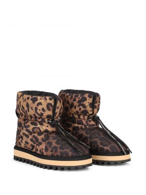 Leopardí polokozačky s potiskem Dolce & Gabbana hnědé