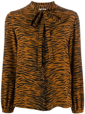 Blusa con estampado con rayas de tigre Saint Laurent marrón