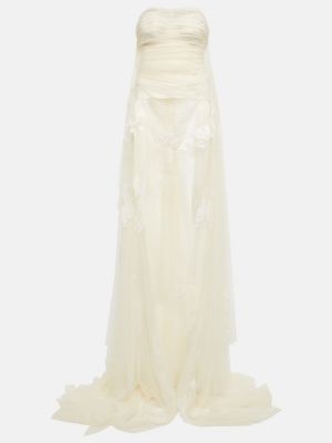 Jedwabna sukienka długa Danielle Frankel biała