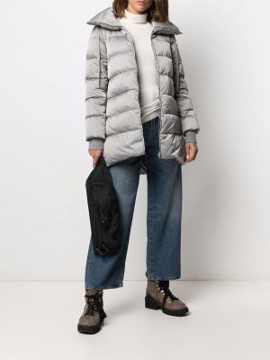 Péřový kabát na zip z peří Herno šedý