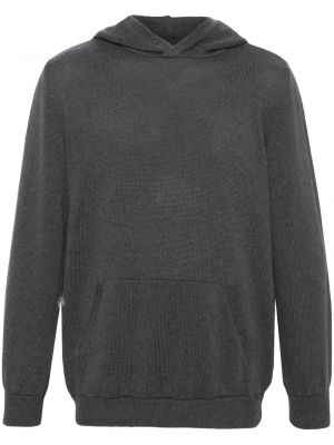 Megztas vilnonis džemperis su gobtuvu Pt Torino pilka