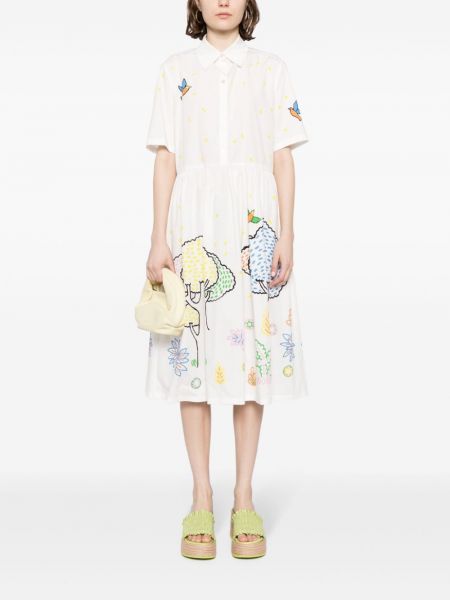 Bavlněné šaty s potiskem Mira Mikati bílé