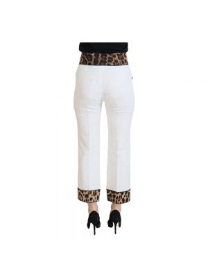 Pantalones rectos de cintura alta con estampado leopardo Dolce & Gabbana blanco