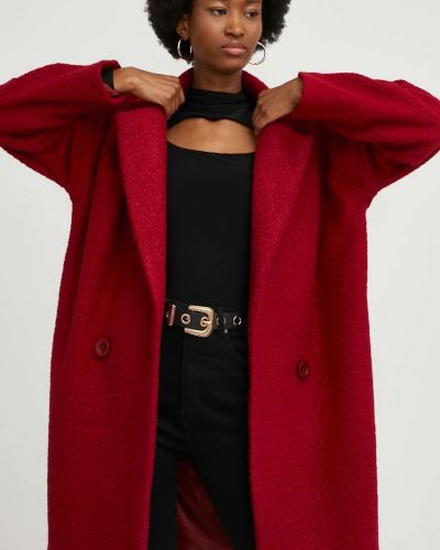 Answear Lab gyapjú kabát piros, átmeneti, oversize