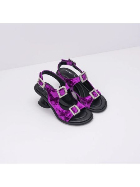 Leder sandale mit absatz mit hohem absatz Strategia lila