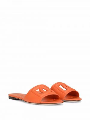 Iš natūralios odos sandalai Dolce & Gabbana oranžinė