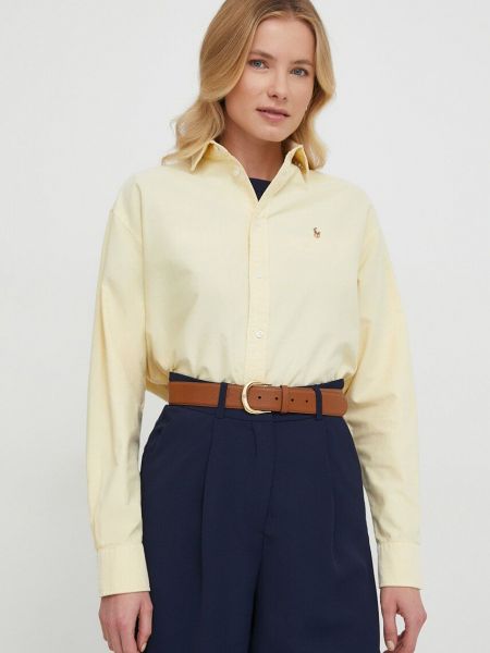 Памучна риза Polo Ralph Lauren жълто