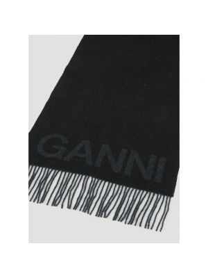 Bufanda con flecos de lana Ganni negro