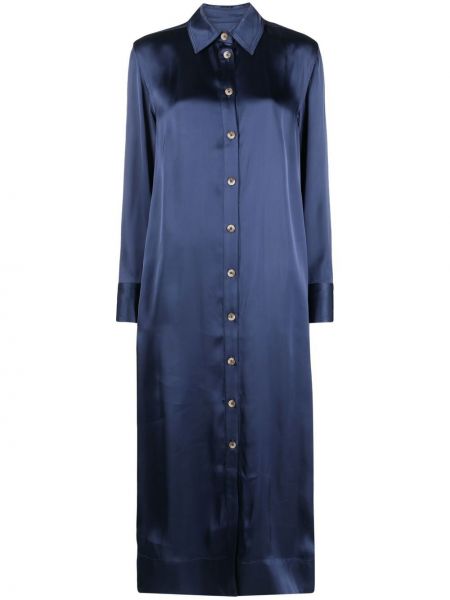Saténové košeľové šaty Loulou Studio modrá