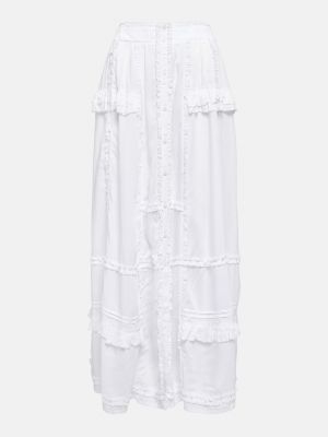 Длинная юбка с рюшами Poupette St Barth белая
