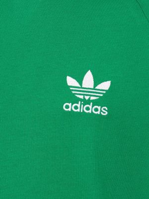 Bavlněné pruhované tričko Adidas Originals zelené