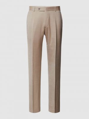 Spodnie z wiskozy w jednolitym kolorze Wilvorst beżowe