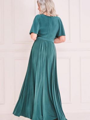 Длинное платье с коротким рукавом Goddiva зеленое
