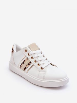 Pantofi din piele cu imprimeu animal print Kesi alb