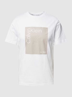 Koszulka bawełniana z nadrukiem Ck Calvin Klein biała