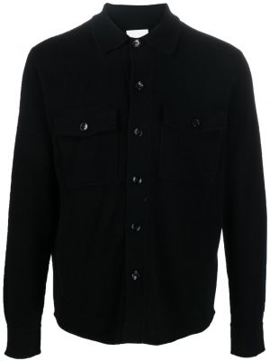 Strikke strikkegenser med knapper med button down-krage Allude svart