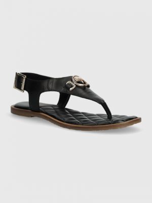 Kožené sandály Barbour černé