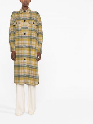 Kostkovaný kabát s knoflíky Isabel Marant Etoile žlutý