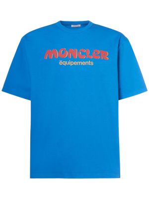 Camiseta de algodón con estampado Moncler Genius azul