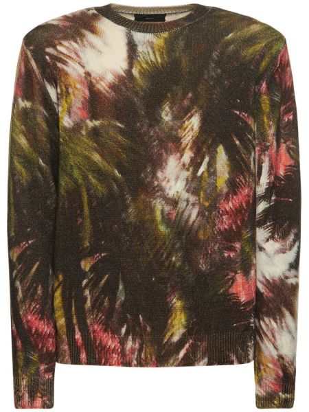 Volneni pulover s tropskim vzorcem Alanui kaki