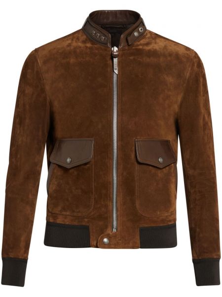 Duga jakna od brušene kože Tom Ford smeđa