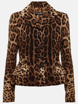 Vlnená bunda s potlačou s leopardím vzorom Dolce&gabbana
