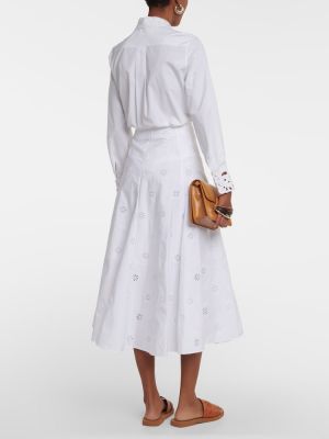 Falda midi con bordado de algodón Chloé blanco