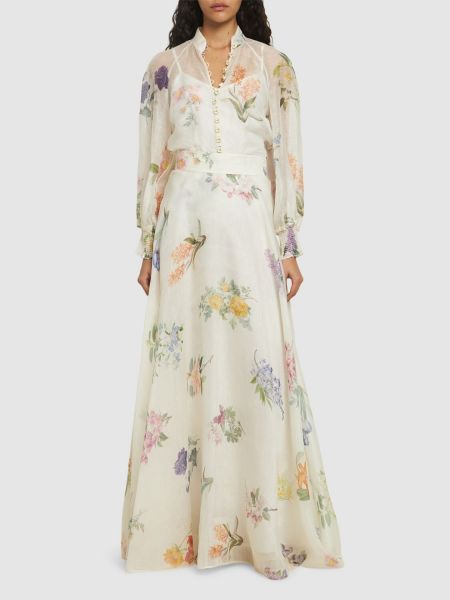 Maksi suknja s cvjetnim printom Zimmermann bijela