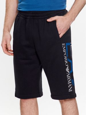 Pantaloni scurți de sport cu croială lejeră Ea7 Emporio Armani negru
