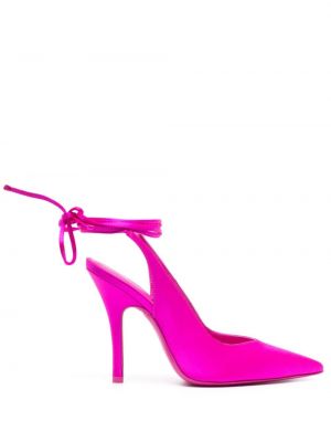Сатенени полуотворени обувки с отворена пета The Attico розово