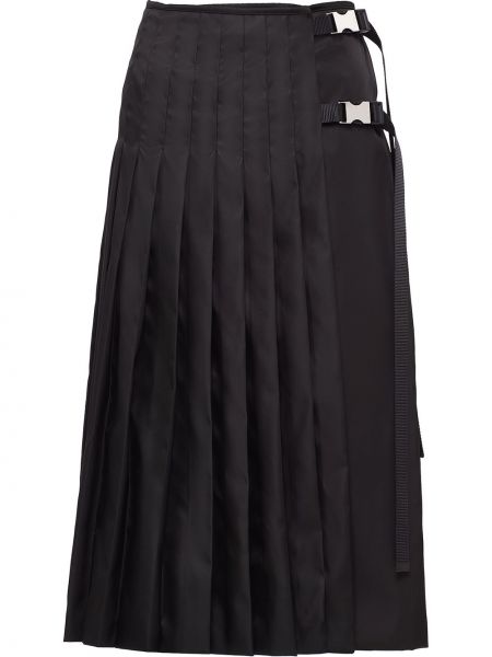 Falda midi plisada Prada negro