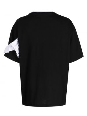 Koszulka bawełniana z nadrukiem z falbankami Charles Jeffrey Loverboy czarna