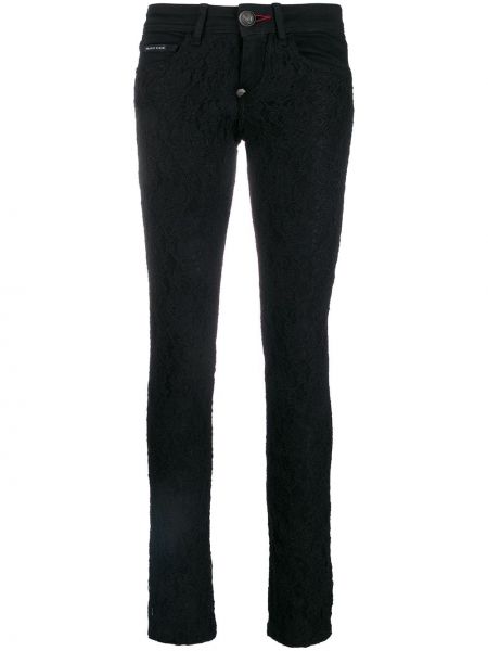 Slim fit skinny džíny s páskem Philipp Plein - černá