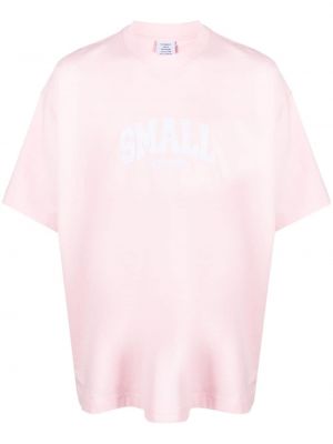 Bombažna majica z vezenjem Vetements roza