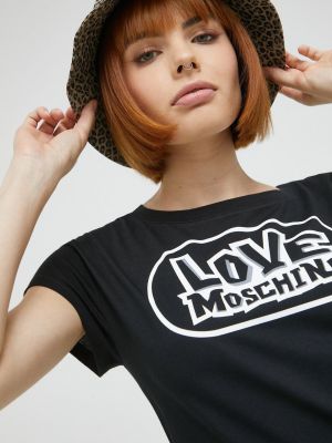 Памучна тениска Love Moschino черно
