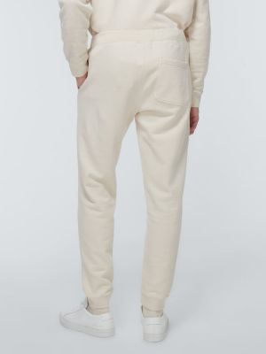 Памучни спортни панталони Sunspel бяло