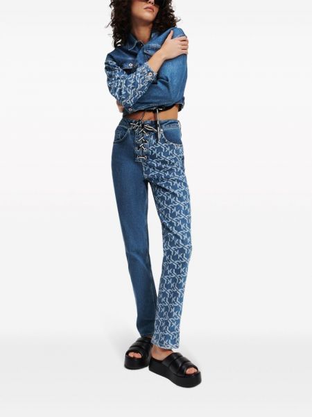 Mustriline kitsa lõikega teksapüksid Karl Lagerfeld Jeans sinine