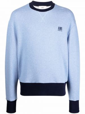 Sweatshirt med broderi Ami Paris blå