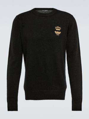Vlnený sveter s výšivkou Dolce&gabbana čierna